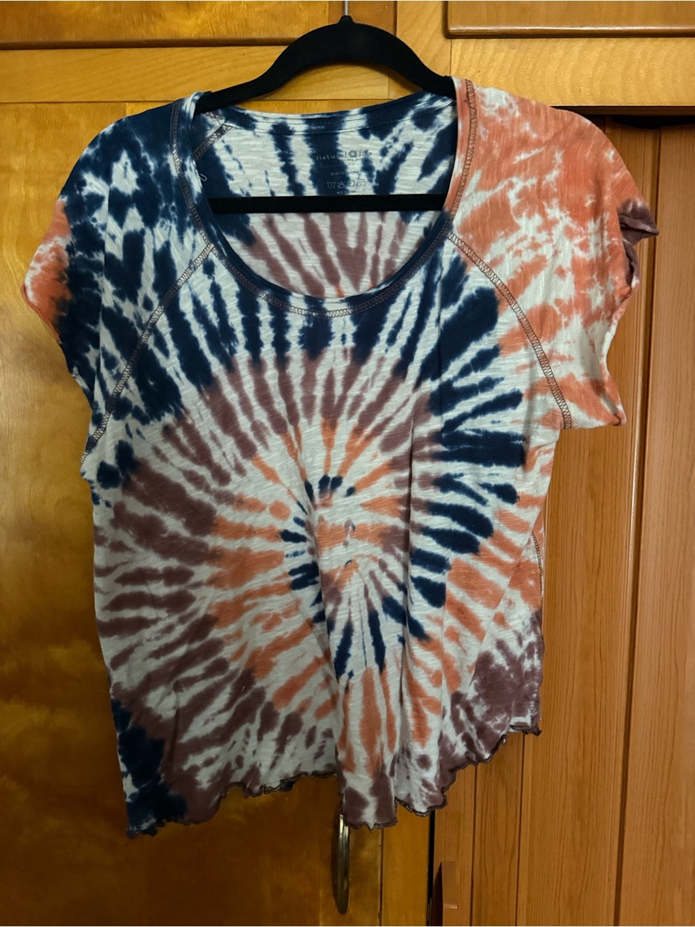 Natural Life Tie-Dye Scoop Neck Women’s Top - Blue, Rust, White
